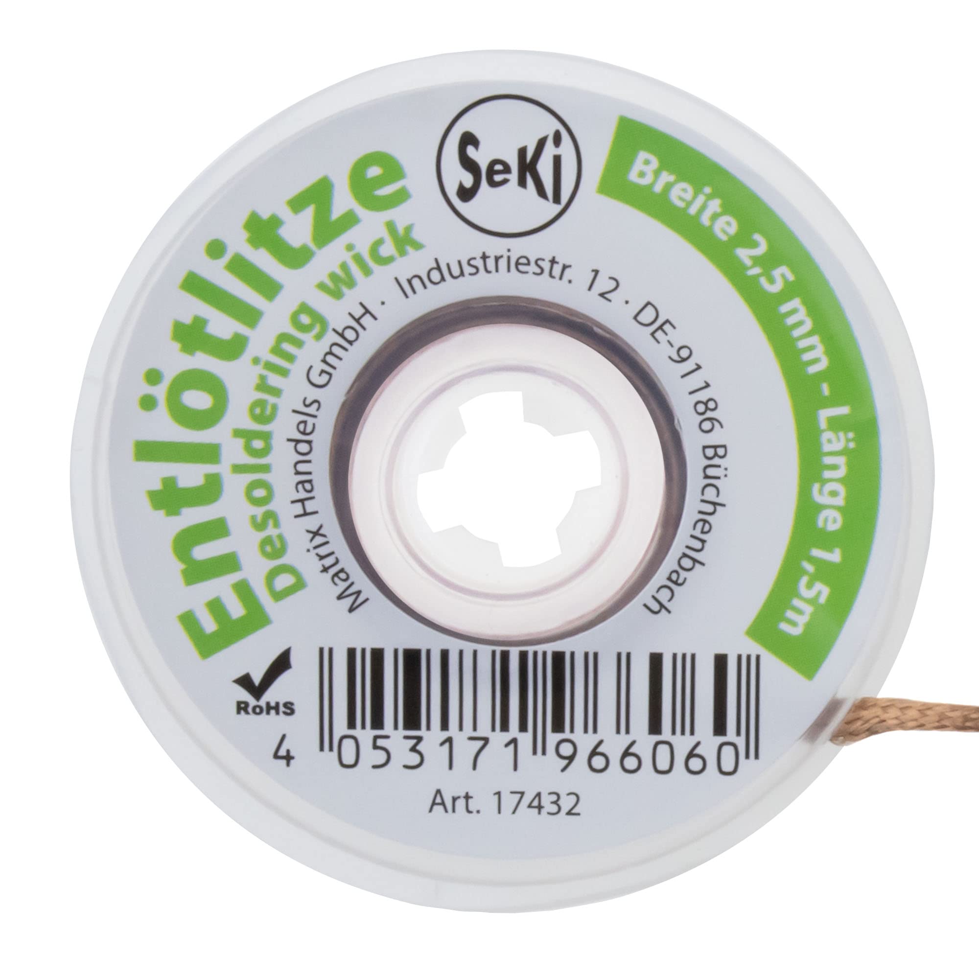 Tresse à Dessouder SeKi 2.5mm - 1.5m Pour Enlever L'Étain - Haute Absorption
