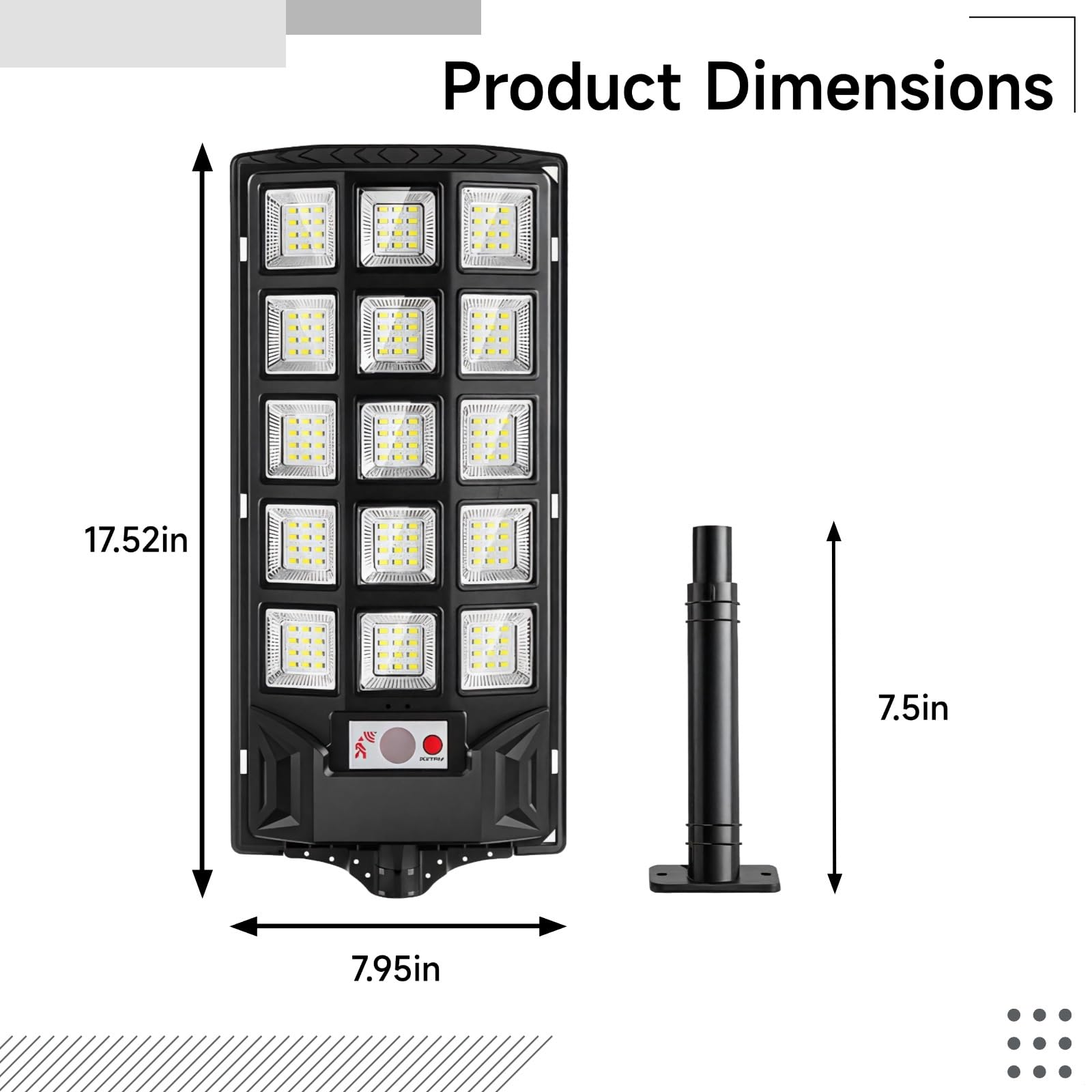 Zewnętrzne solarne lampy uliczne, wodoodporna trójstronna lampa LED, 240 diod LED, pilot zdalnego sterowania, certyfikat IP65