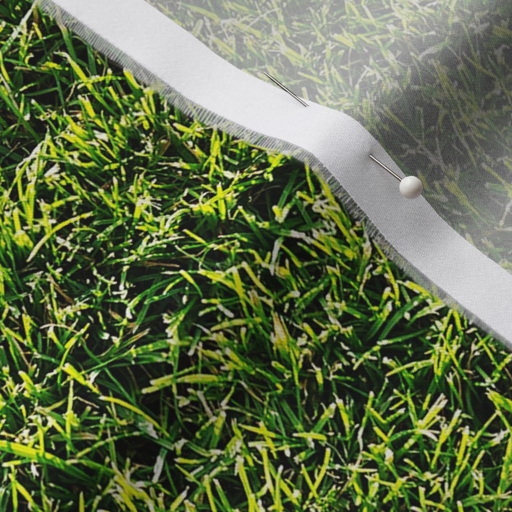 Spoonflower Fabric - Lawn Grass Green Printed on Organic Cotton Sateen Fabric by The Yard - Sewing Quilting Apparel Home Decor