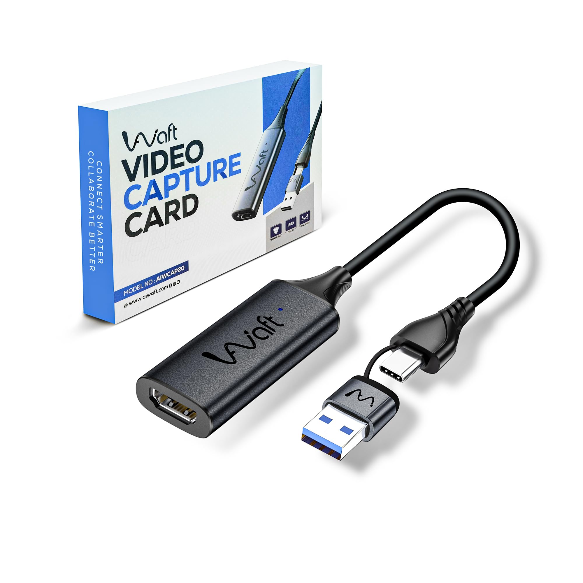 4K HDMI Video Capture Card | Full HD 1080p 60FPS Streaming & Recording | Portable Capture Device for Gaming, Broadcasting & Live Streaming | Wide Compatibility