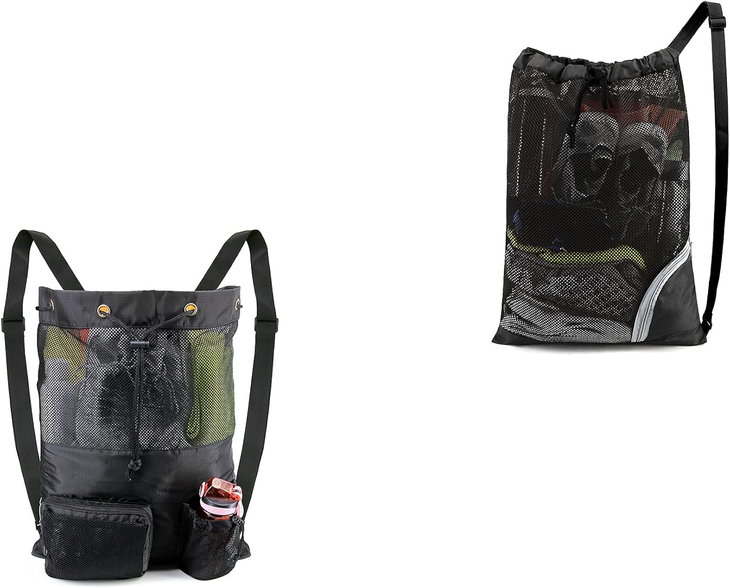 BeeGreen Black Mesh Swim Bag 2 Pack Large Net Pool Bag for