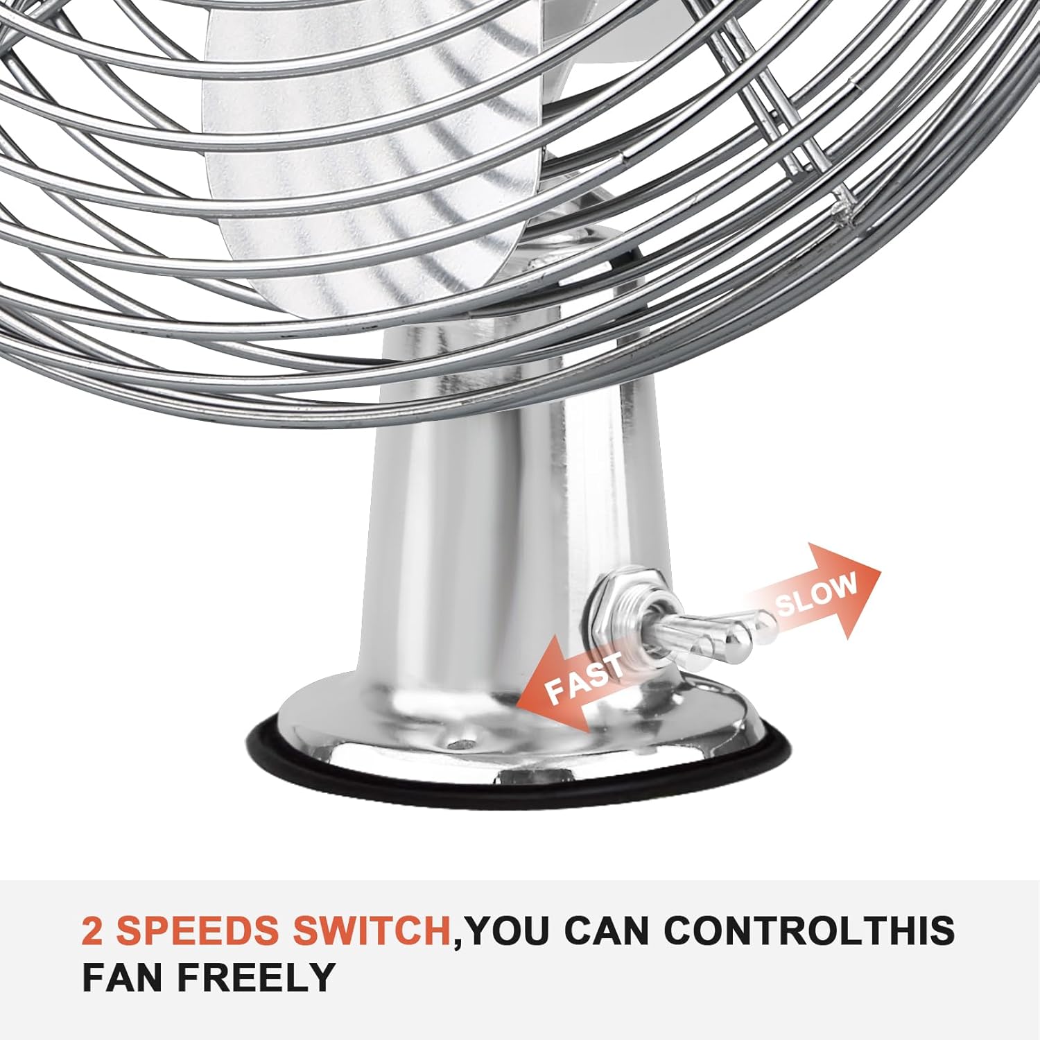 12V Fan RV|Truck Cooling Heavy Duty 8" Metal Car Fan Bus|Boat|Forklift|Car|Camper|Lawn|Mower|Tractor 2-Speed Silver