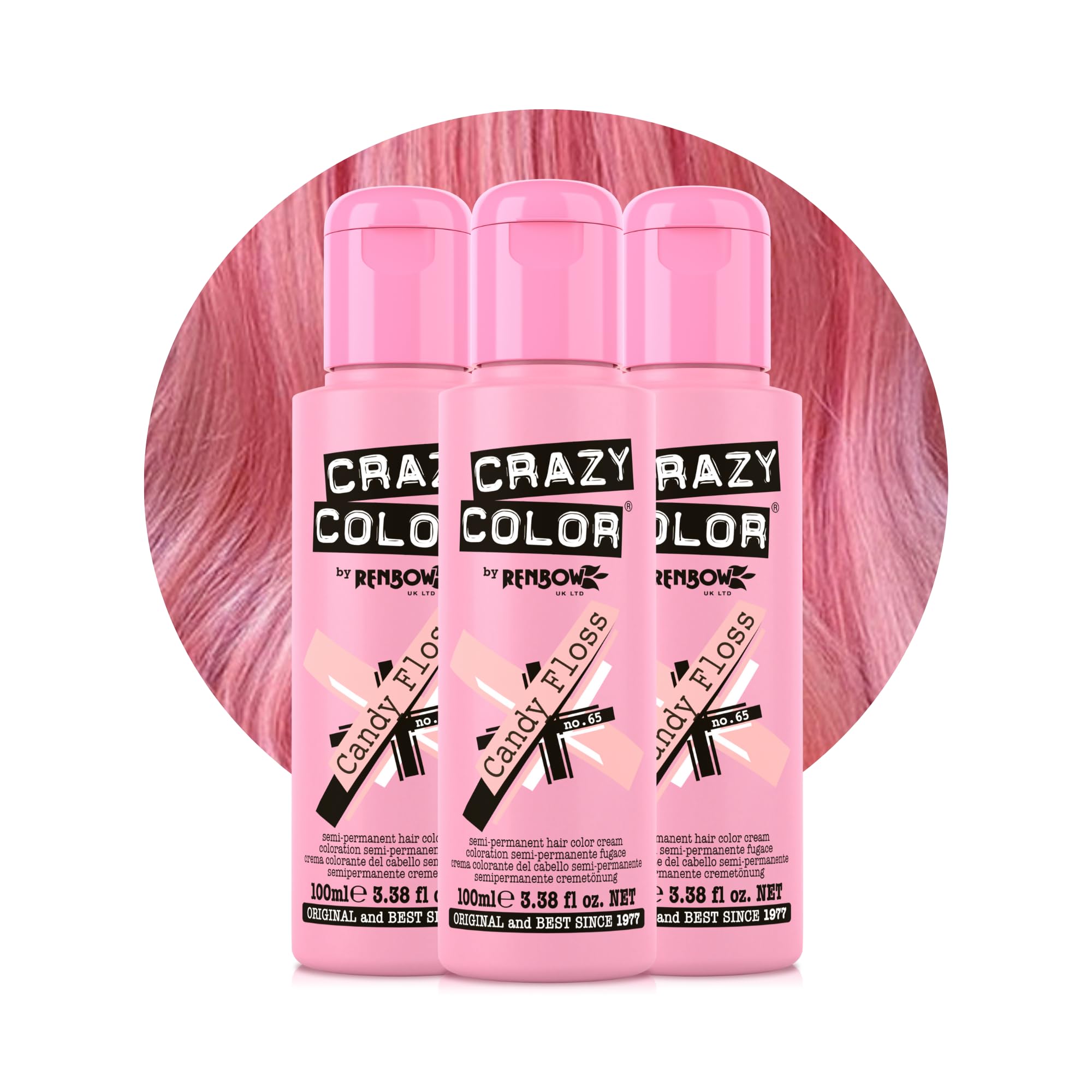 Crazy Color Candy Floss Pink Hair Dye Trio 300ml