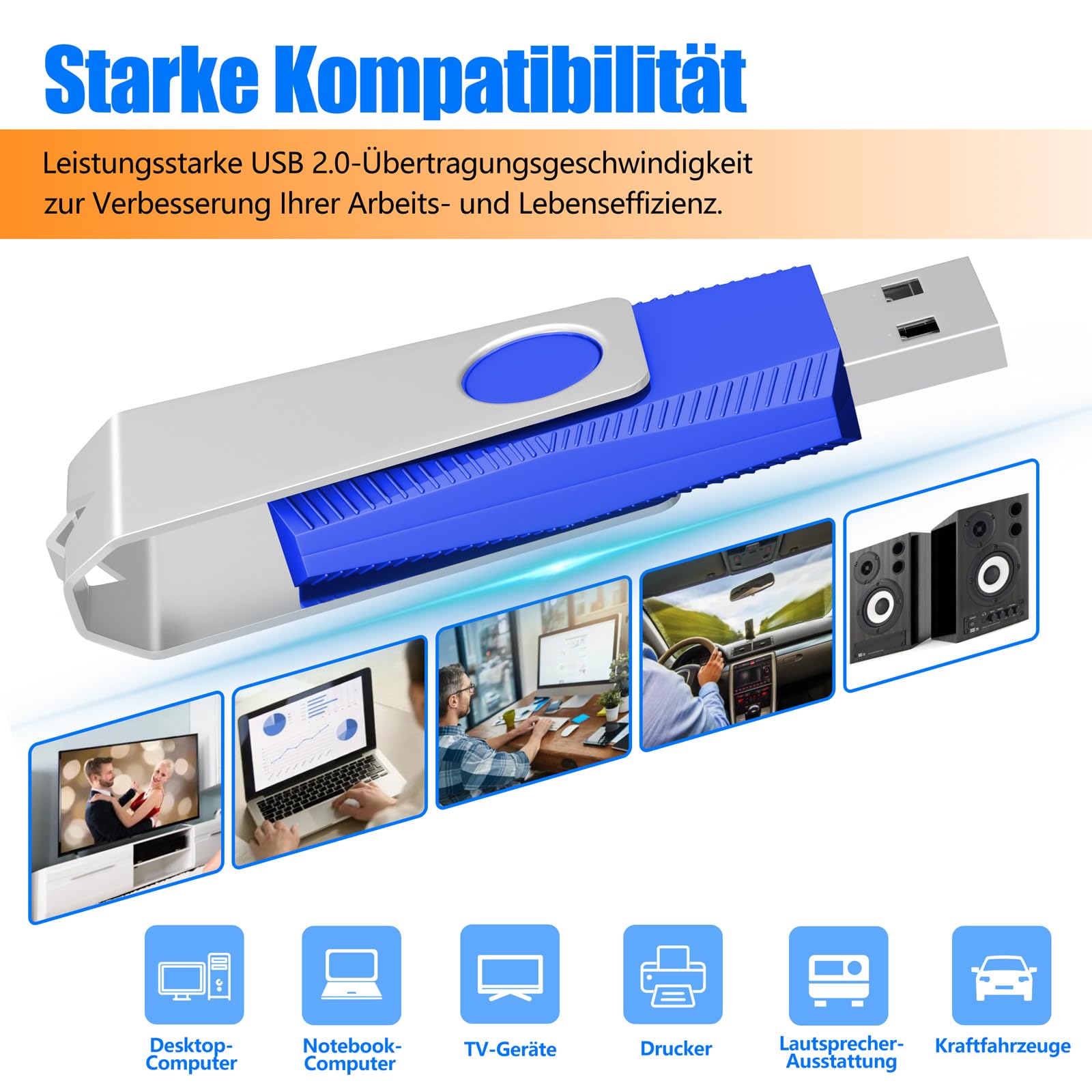 TEWENE Chiavetta USB 128 MB, set da 50 pezzi, chiavetta USB Flash Drive Stick,High Speed USB 2.0 multicolore
