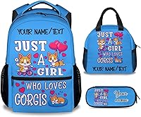 Vista 7 de Linda mochila Corgi, mochila escolar de 16 pulgadas con correas ajustables, duradera, ligera, mochila escolar