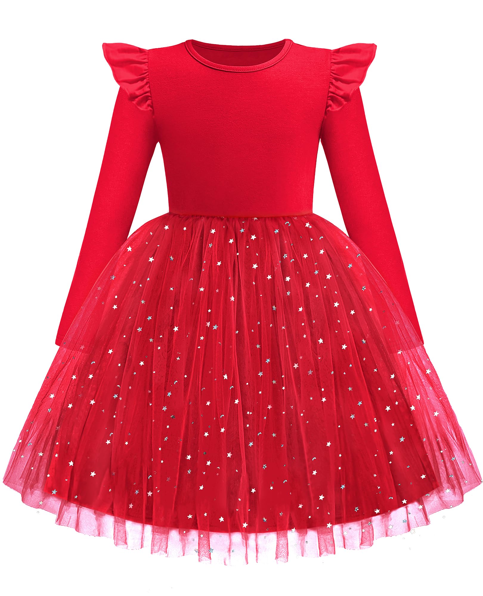 Arshiner Toddler Girls Long Dresses Sleeve Ruffle Winter Holiday Dress 2-6Y