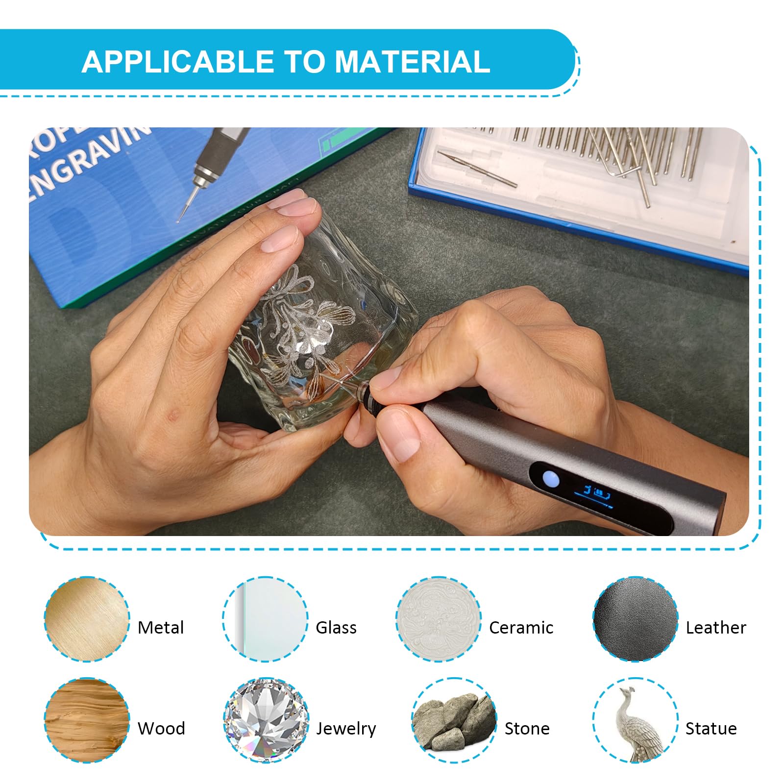 Bolígrafo de grabado eléctrico con 30 bits, bolígrafo de grabado inalámbrico recargable por USB, máquinas de grabado mini profesionales portátiles, herramienta rotativa de bricolaje para grabar en