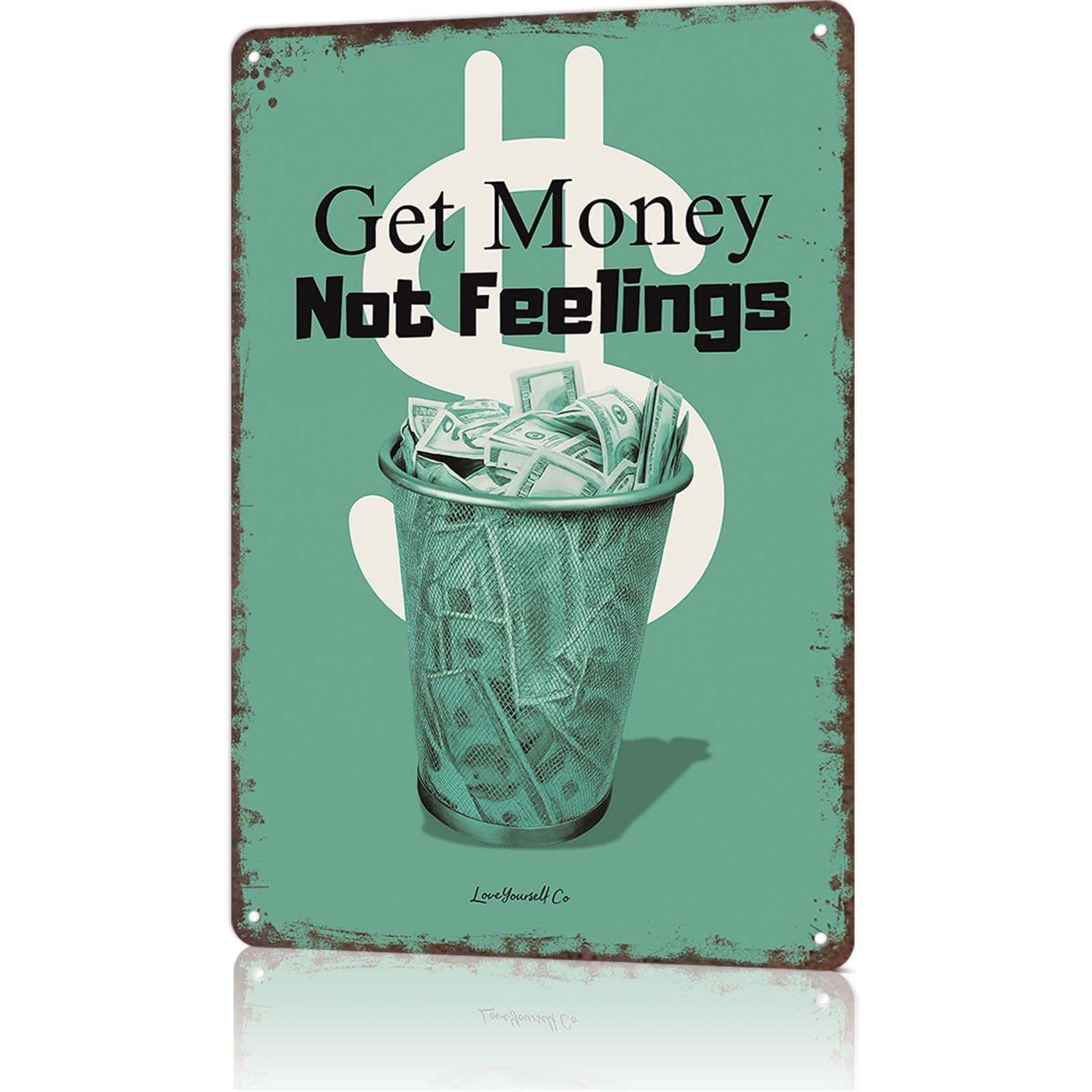 KWQDOZF Funny Metal Signs Poster 8x12inch Get MoneyFeelings Aluminum Sign Wall Art For Home Room Bedroom Office Decor