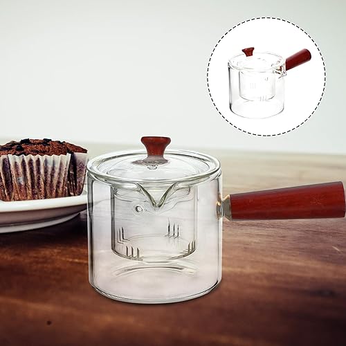 Miniatura 6 de CALLARON Tetera de vidrio, tetera de vidrio, tetera japonesa con mango lateral, dispensador de té con infusor chino para hacer té de hojas sueltas,