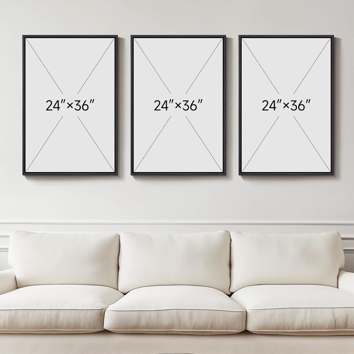 Size 24x36 Set of 3 Large Framed Black and White Gray Abstract Wall Art for Living Room, 3 Piece Modern Canvas Prints Paintings Artwork for Walls, Grey Abstract Pictures for Hallway Office Wall Decor 24x36 In