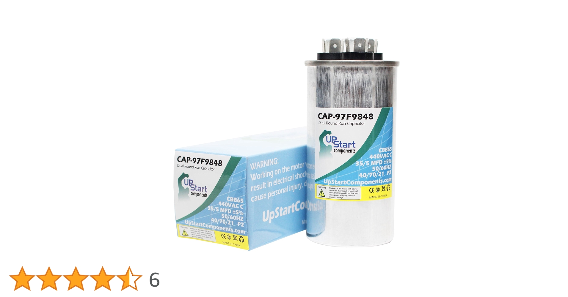 2-Pack 35/5 MFD 440 Volt Dual Round Run Capacitor