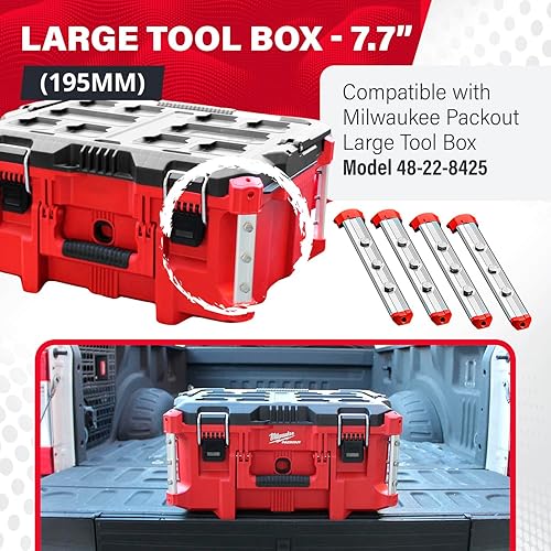 Miniatura 38 de Rieles de repuesto roscados de 7.7 pulgadas (7.677 in) compatibles con la caja de herramientas Milwaukee Packout 48-22-8425, incluye tapas de Negro