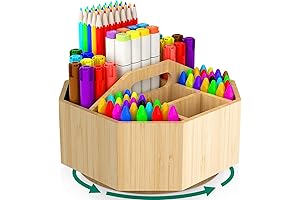 Bamboo Rotating Art Supply Organizer