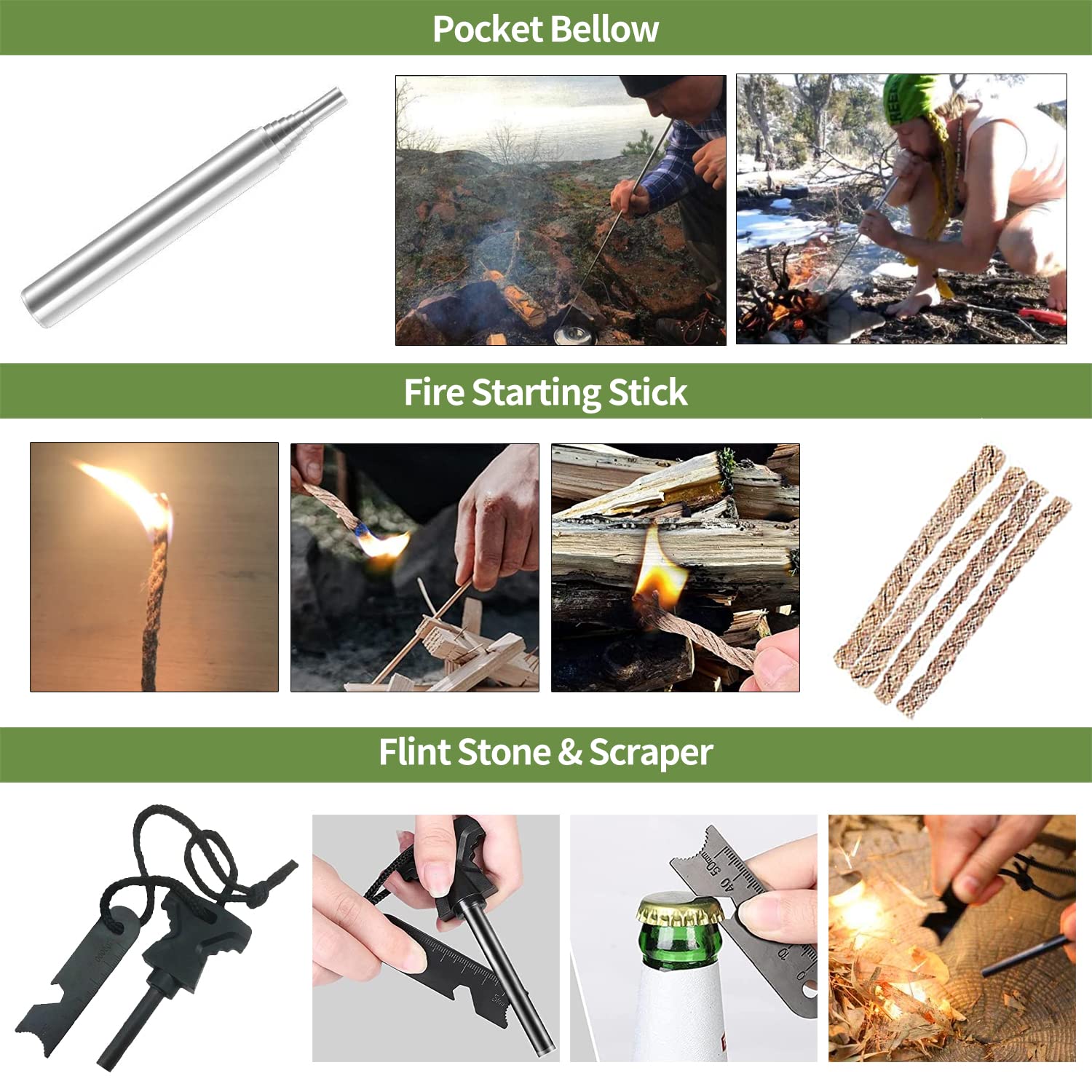 Kit Supervivencia 30 en 1 Survival Kit Militar Profesional para sobrevivencia, Senderismo, Trekking, Earthquake y desastres Naturales Hombres Regalo Ideal