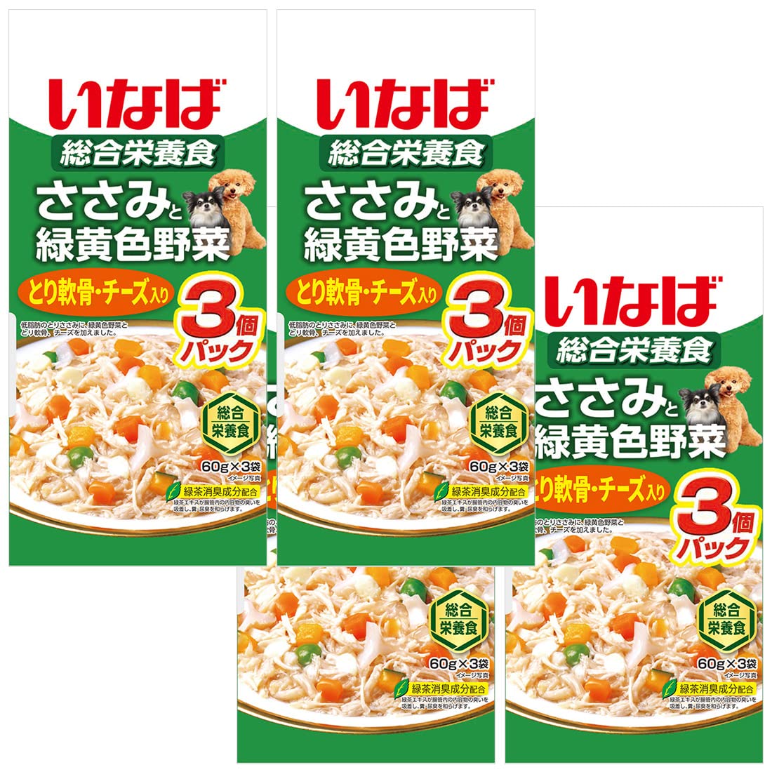 Amazon.co.jp: いなば ささみと緑黄色野菜 とり軟骨チーズ入り 60g×3×4