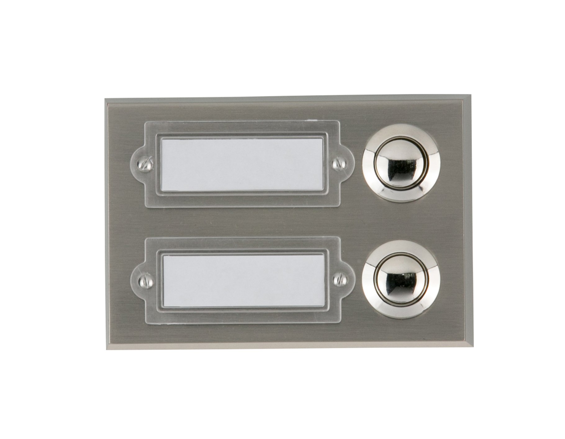 Huber Bouton de sonnette avec boîtier d'encastrement rectangulaire 2 compartiments en métal et écriteau en polycarbonate, 42.00 voltsV