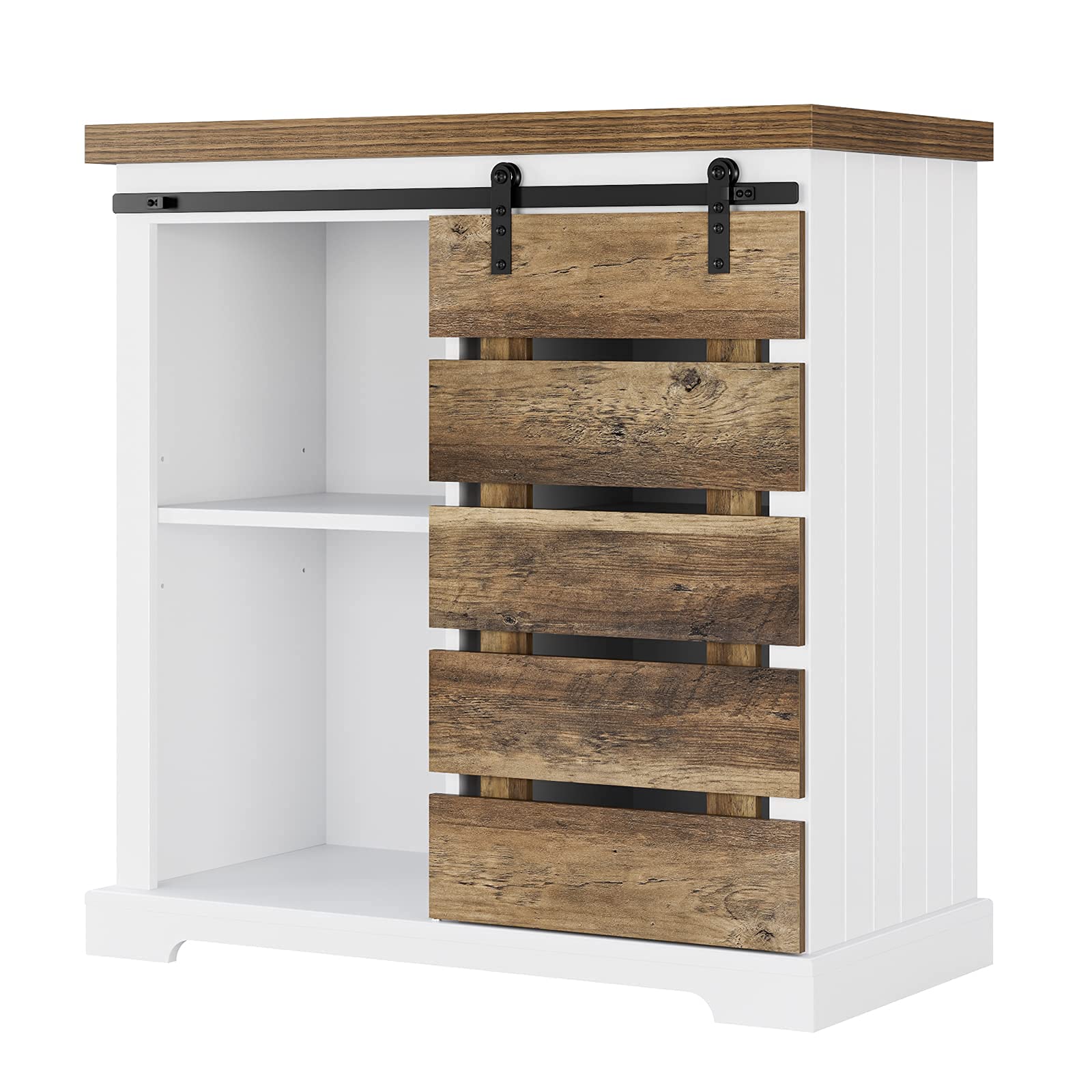 Buy Modern Farmhouse Sliding Barn Door Storage Coffee Bar