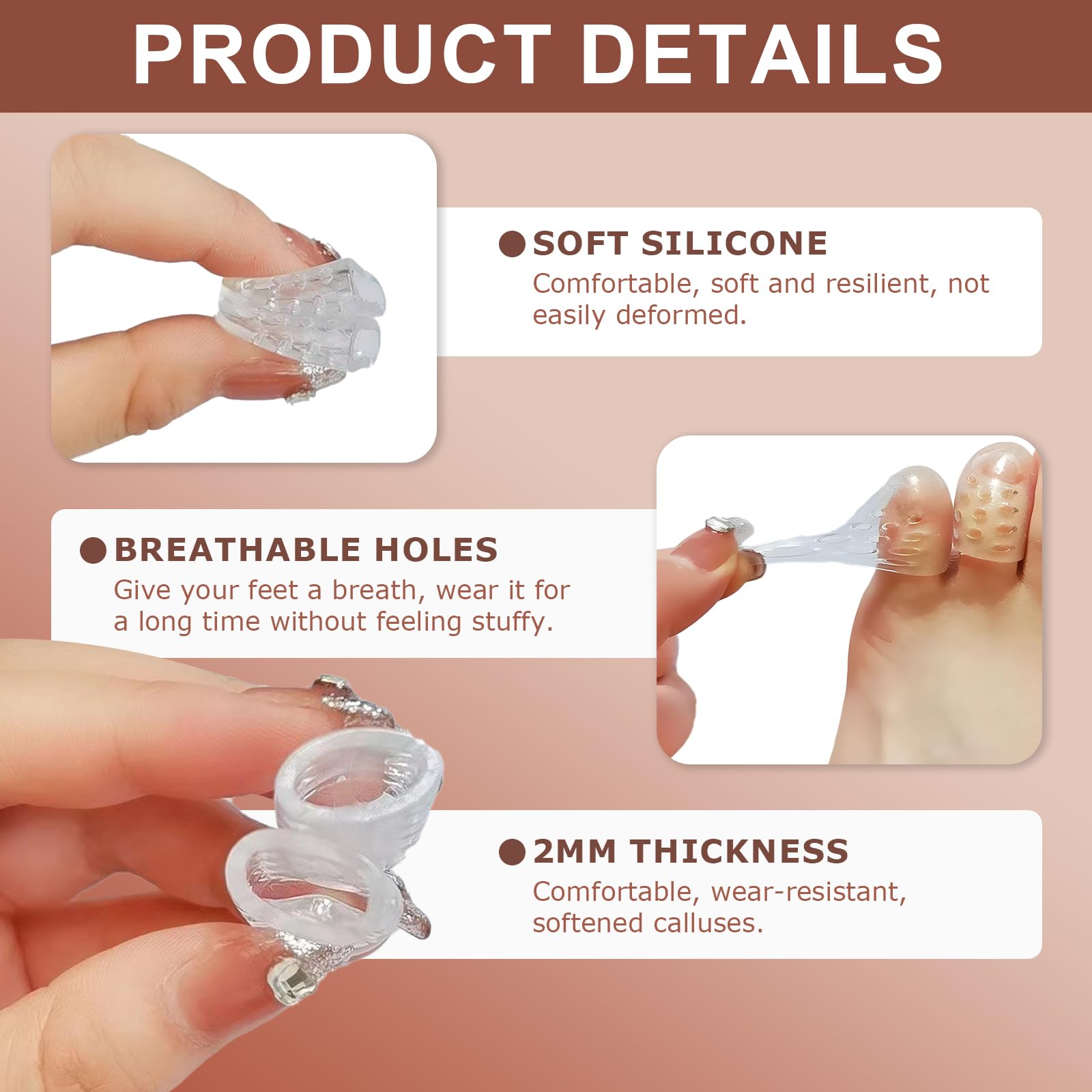 35 piezas Protector Dedos Pies, Protector Dedos Pies Silicona Transpirable, Protector Dedo Pie para Dedos Pequeños Punteras para Prevenir y Proteger Callos, Ampollas,Alivio Del Dolor De Fricción