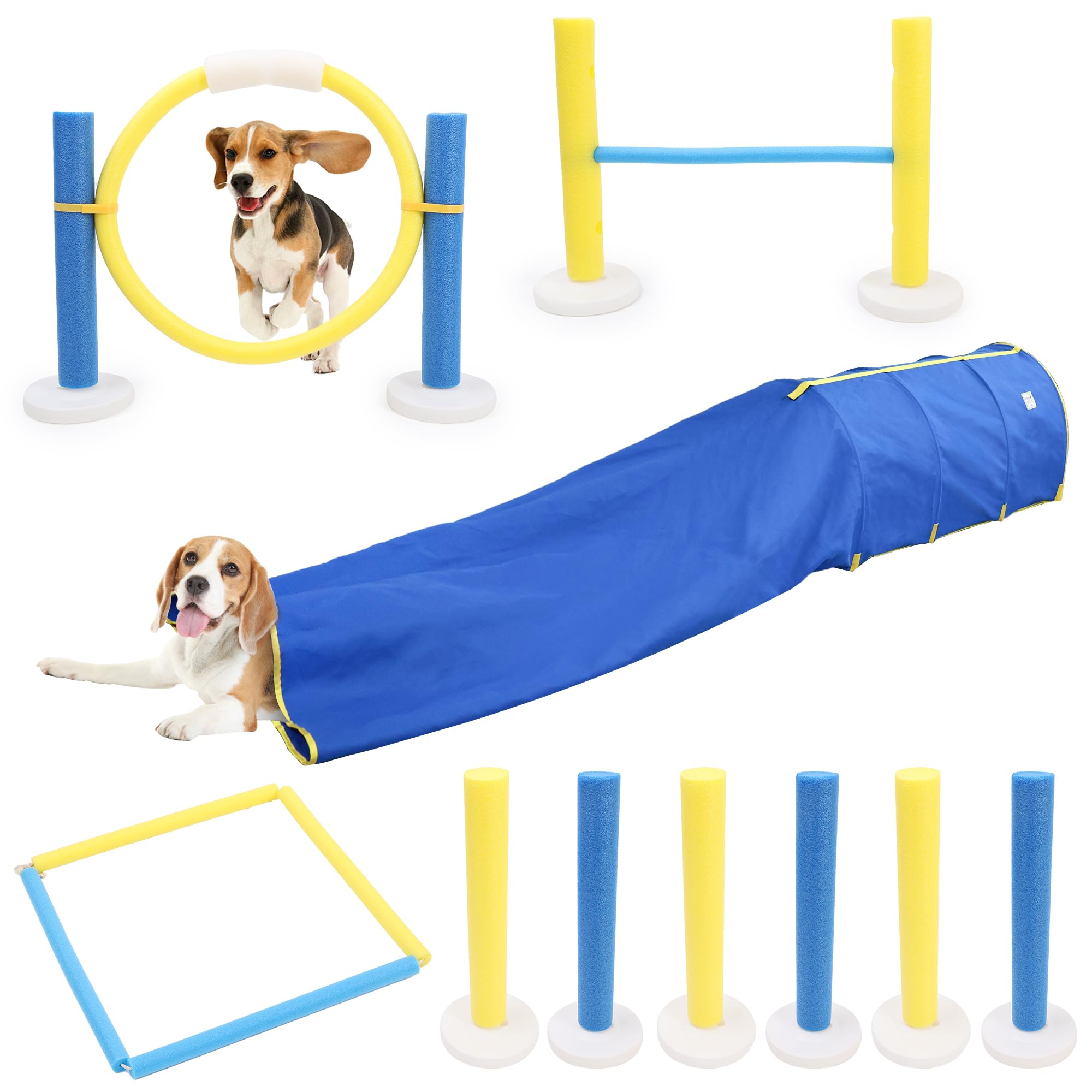 Agility-Trainingsgerät-Set für Haustiere, mit stabilem Tunnel, interaktives Hindernisspringring für den Innenbereich