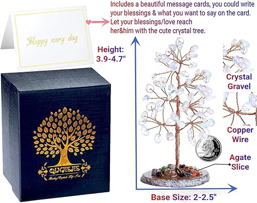 Miniatura 10 de QINJIEJIE Decoración de árbol de cristal curativo de obsidiana negra, 2-2.5 pulgadas, 3.9-4.7 pulgadas, 1 pieza