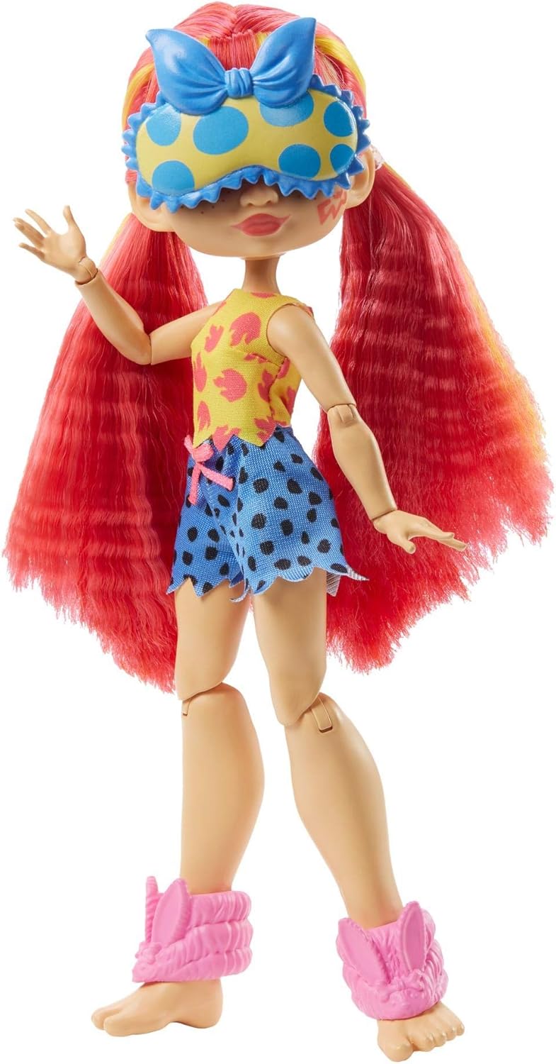 Cave Club Cavetastic Sleepover Emberly Doll (8 – 10-inch) Poseable Doll with Pink Hair and 3 Accessories, Gift for 4 Year Olds and Up