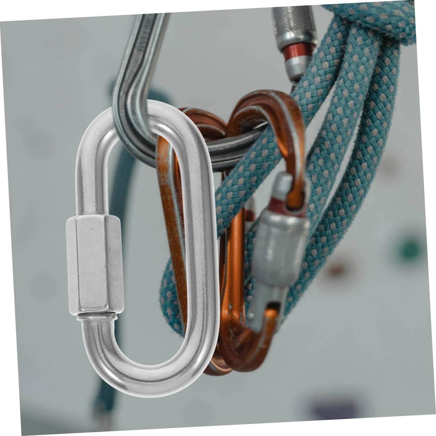 Yardenfun 10piezas Hebilla De Eslabón De Cadena De Seguridad Anillo d De Acero Inoxidable Eslabón De Cadena Ovalado Para Llaveros Accesorios De Camping Uso Exterior