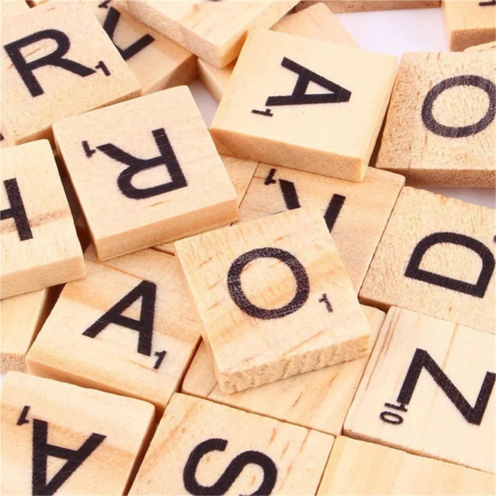 Lettere In Legno 100-500 Uds. Letras en inglés, azulejos de madera, alfabeto Natural, número 18 * 20mm(500pcs)