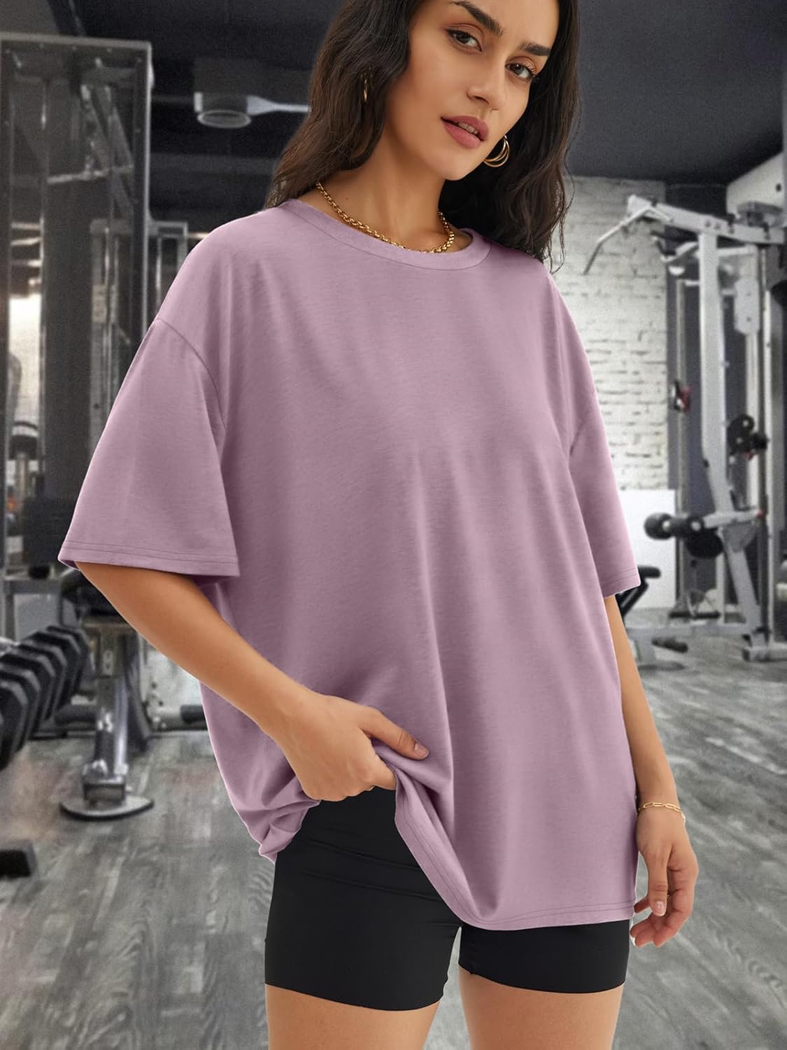 3 Pack Oversized Tshirts for Women Crew Neck Basics Womens Clothing Summer Loose Workout Tees Plus Size T Shirts - Image 5