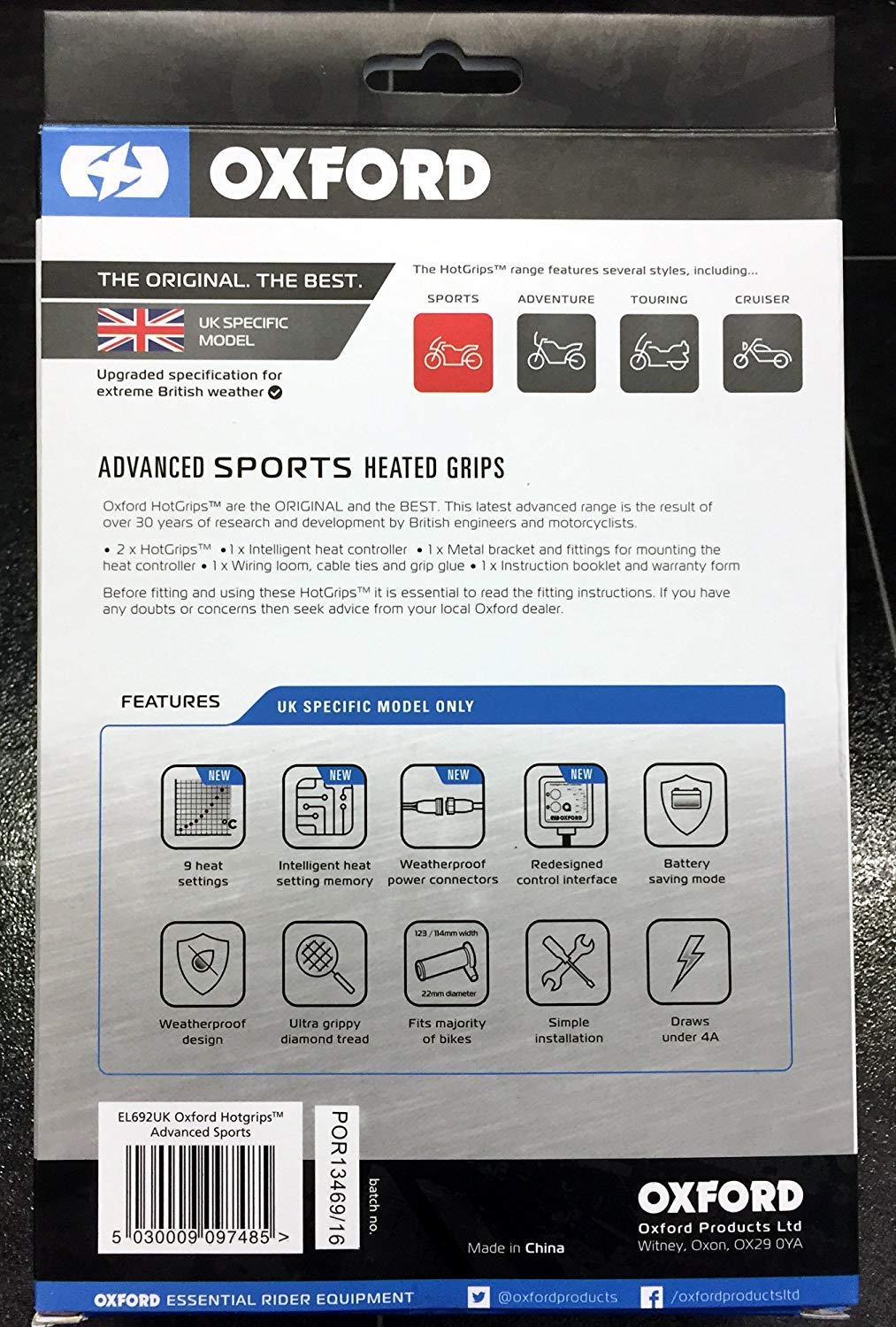 Oxford HotGrips Sports Premium Range - Geschikt voor sportieve (race) motorfietsen - Nieuwe versie 2013