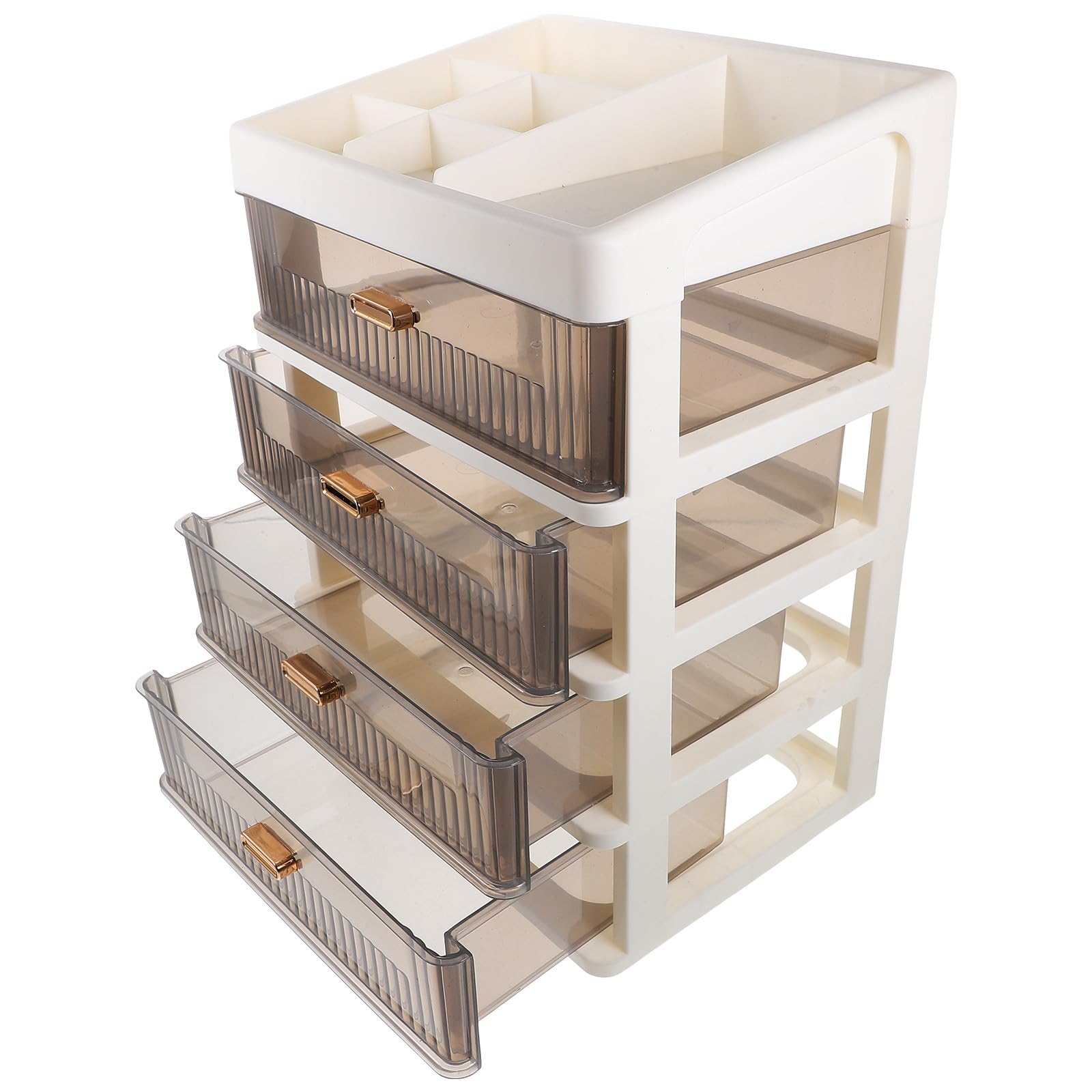 SHINEOFI Organizer da Scrivania Multifunzione con Cassetti Trasparenti, Scatola Portaoggetti in Plastica Robusta Bianca e Nera, Organizer per Trucco, Cancelleria e Prodotti per Bagno,