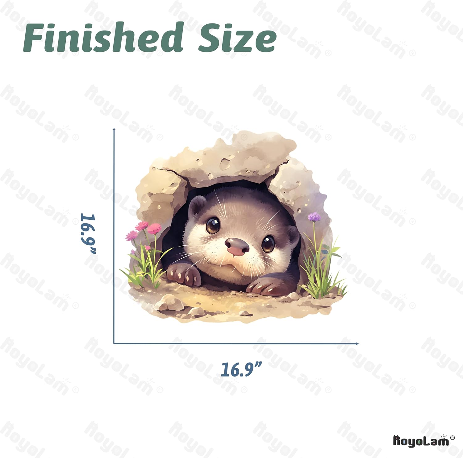 Otter in a Hole with Florets Wall Decal Animal Wall Sticker image 5
