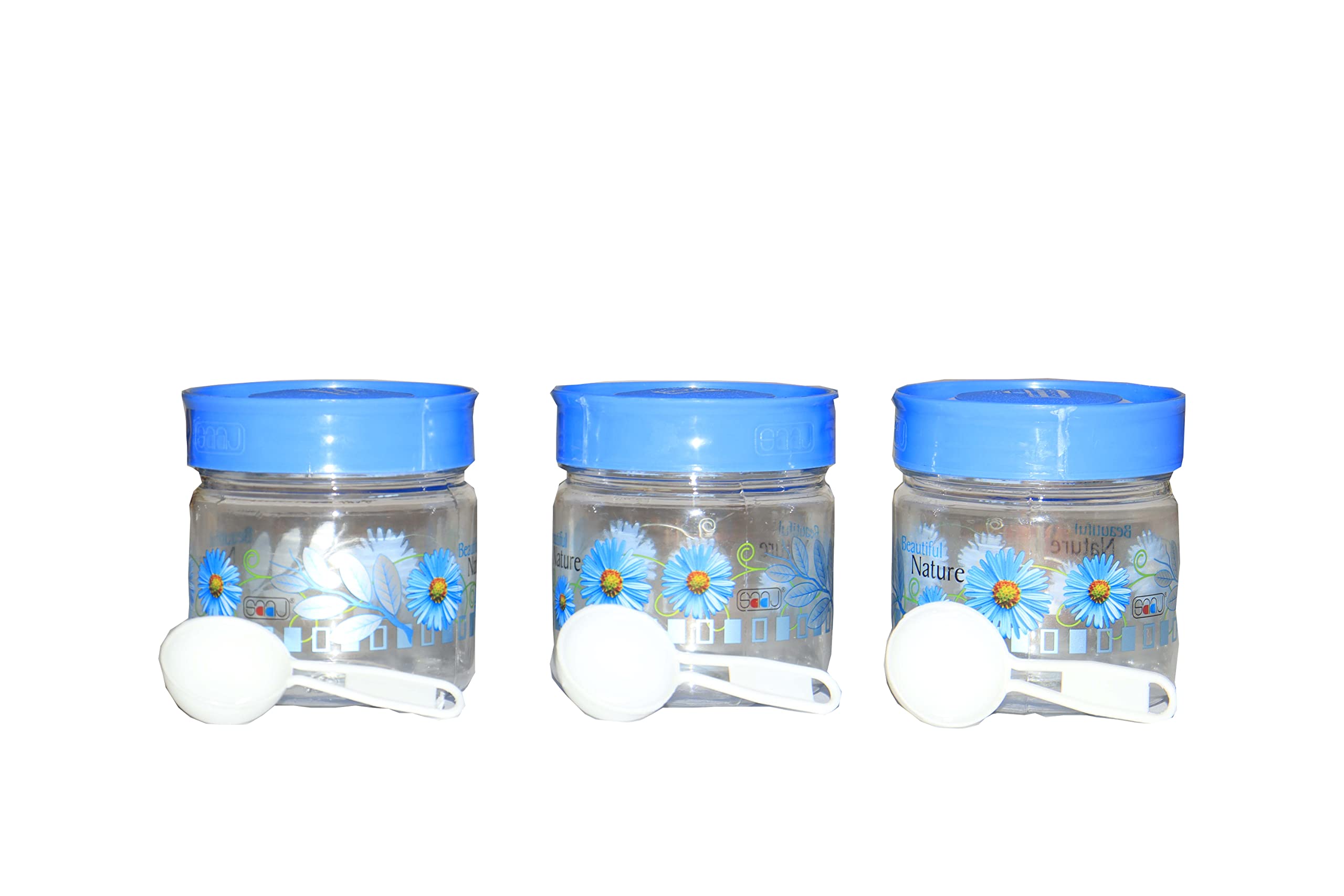 barkat collection blue (multi colour) Kitchen Containers For Masale, Cereals, Pulses And Air Tight 250ml Set Of 3