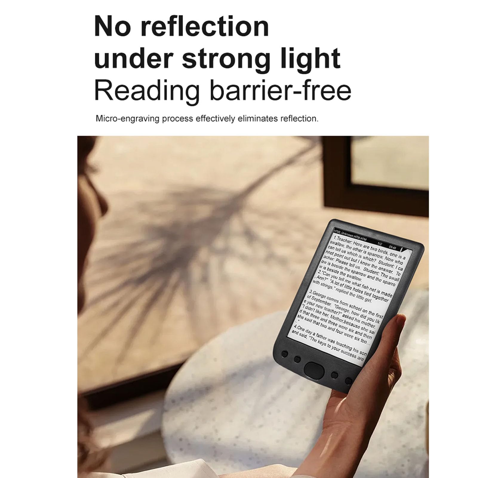 Sxhlseller Augenfreundlicher 6-Zoll-Digitalleser |HD 800x600 E-Book-Reader, 2500-mAh-, Schutzhülle, Unterstützt 32 GB Zum Lesen auf Reisen (16GB)