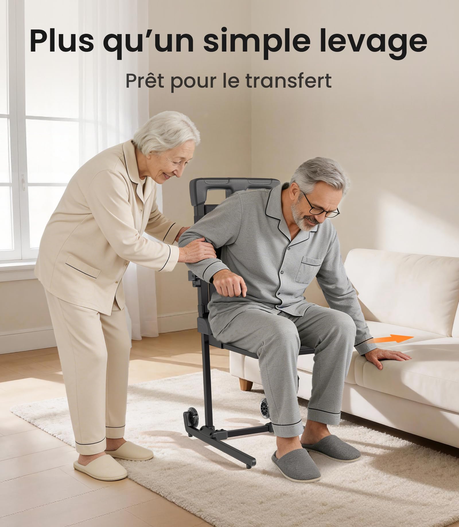 VOCIC AX25 Fauteuil releveur électrique 160 kg, léger et Mobile | Senior domicile, aide relevage après chute, fauteuil mobile grandes roues, transfert canapé lit, structure légère 160KG