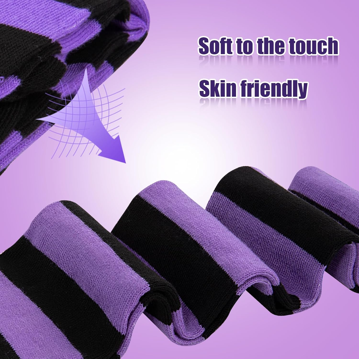 Knee High Striped Socks - Halloween Costumes Witch Stocking for Women Kids - 2 Pairs Striped