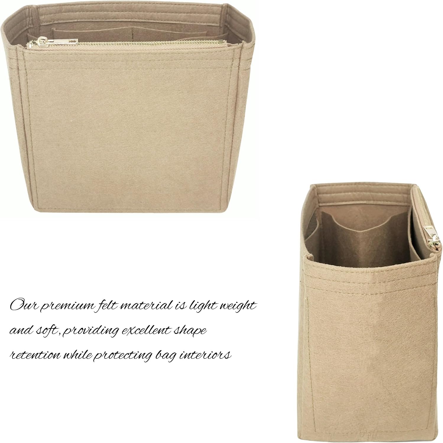 Organizer for The Essential Bucket Tote, Extra Large, Medium, Felt Bag Insert (Essential Bucket, Latte)