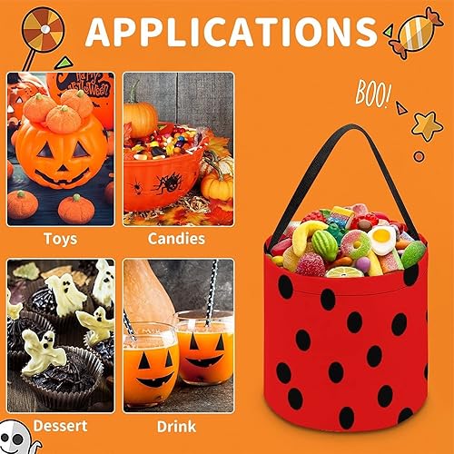 Miniatura 3 de Black Dot Ladybugs Skin Funny Halloween Trick Or Treat Bucket Candy Basket Tote Bag Tote Bag for Party Hoilday Decoración