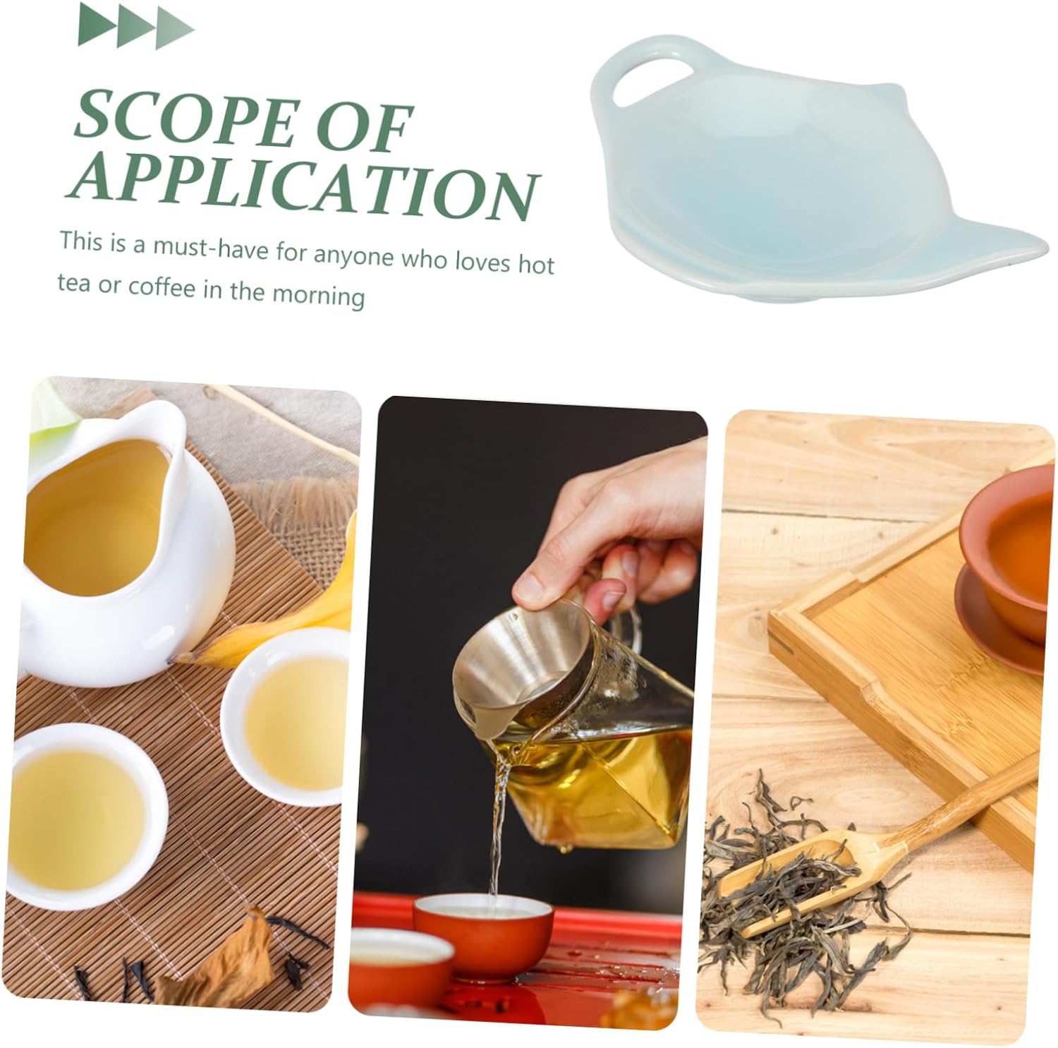 LIFKOME 4Pcs Teapot Shaped Tea Bag Coasters Decorative Small Ceramic Dipping Dishes Lightweight and Reusable Tea Storage Holders for Tea Lovers