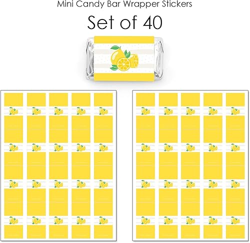 Miniatura 3 de Big Dot of Happiness So Fresh  Limón  Mini pegatinas de barra de caramelo  Limonada cítrica fiesta pequeños regalos  40 unidades