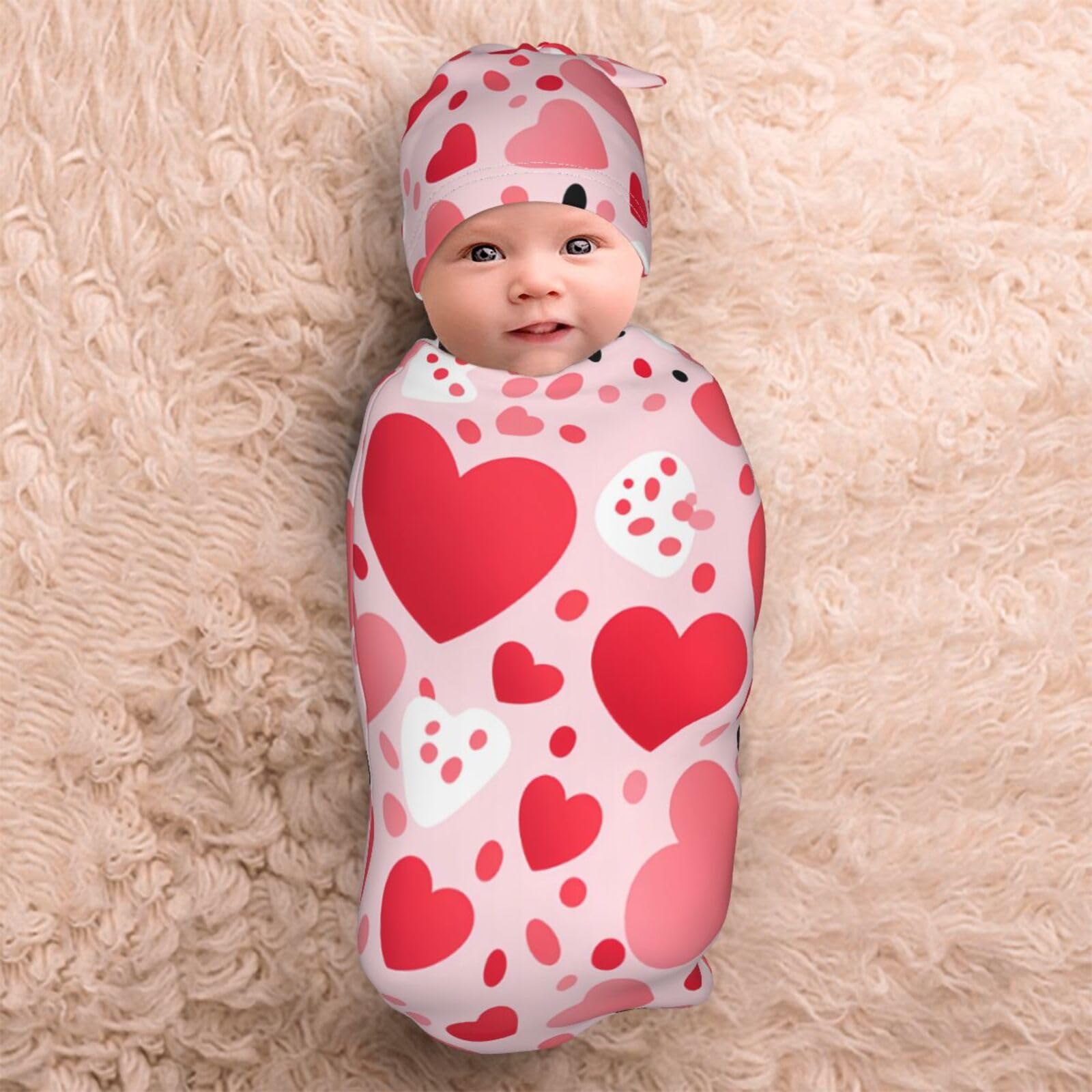 3d Cuore Swaddle Coperta E Cappello Set Per Neonati Avvolgere Accogliente Per Neonati Bambino Comfort 29x53 cm
