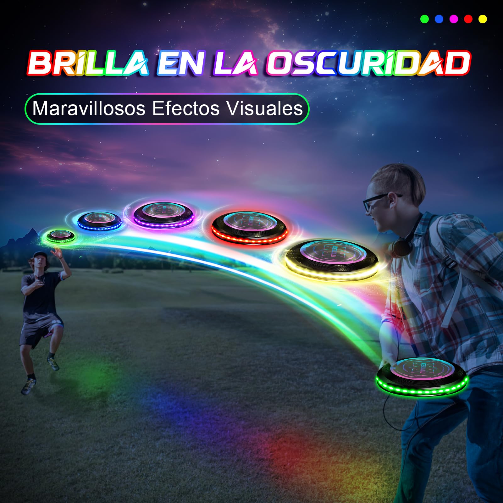 IEEILULU Disco Volador LED, Disco Volador, Disco Volador Iluminado con 49 LED, Reutilizable, Disco Ultimate Frisbee para Adultos Niños Actividades Al Aire Libre En Familia — view 3