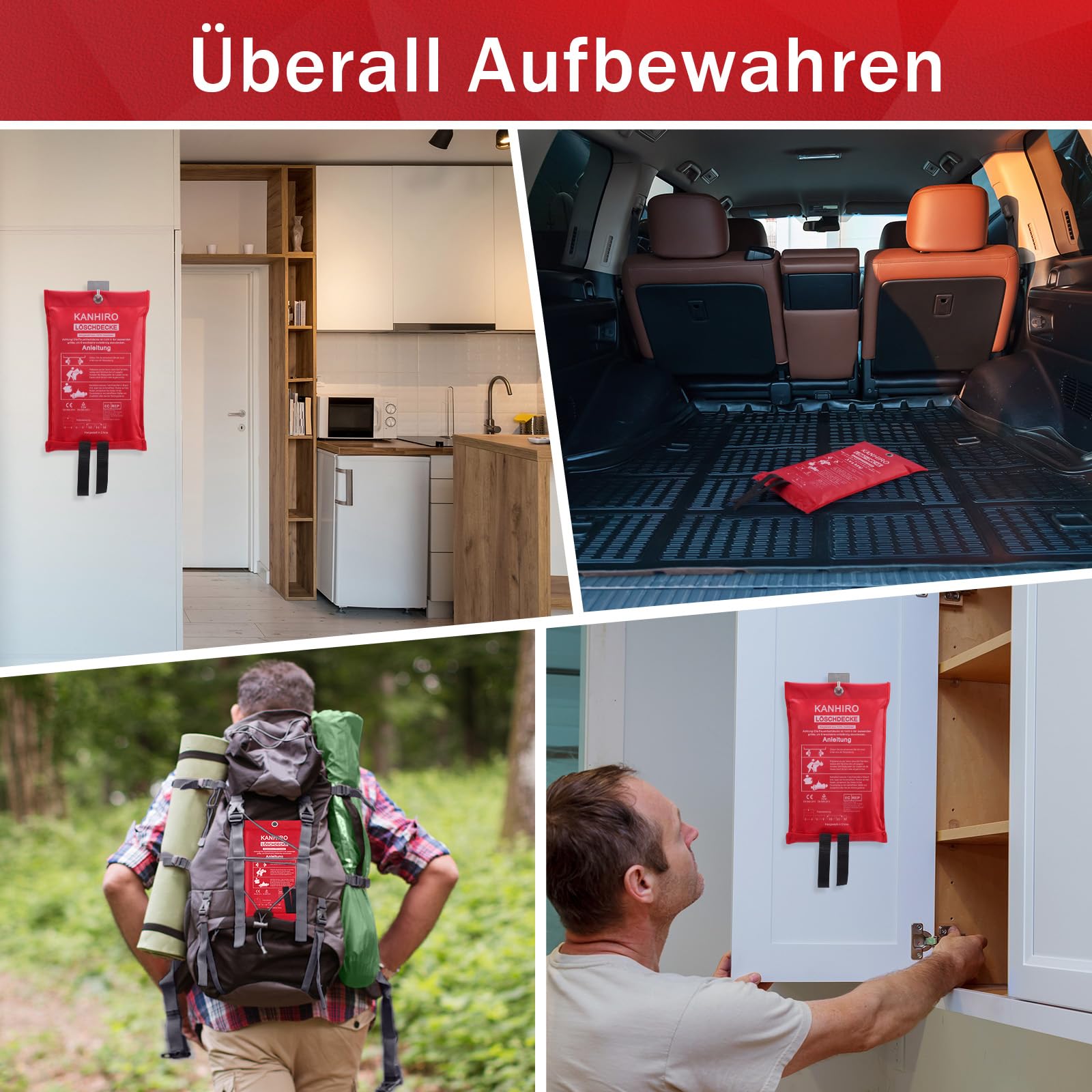 Coperta Antincendio Da Cucina - 2 Pezzi - In Fibra Di Vetro - Norma DIN EN 1869:2019 - Per Emergenze - Foto 6