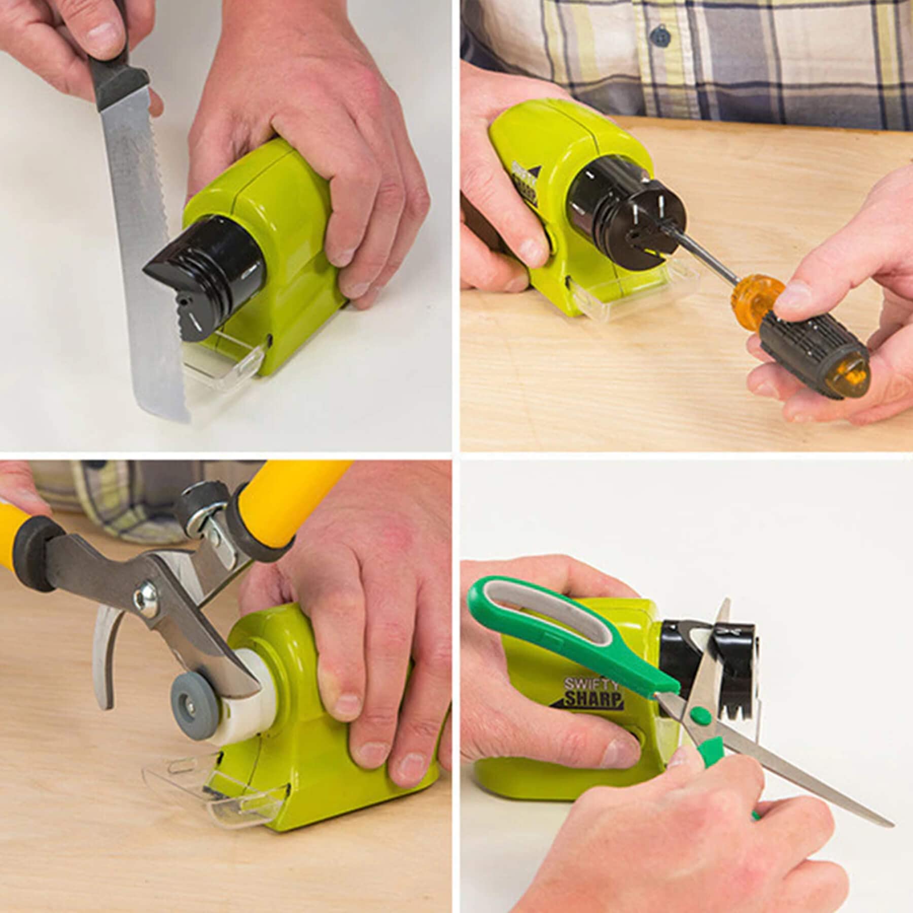 Retoo Affilacoltelli elettrico per coltelli e forbici, Affilatura Grossa, Coltelli affilati, Piccolo e Compatto, 4 batterie AA, Ergonomico per riparare e ripristinare le lame