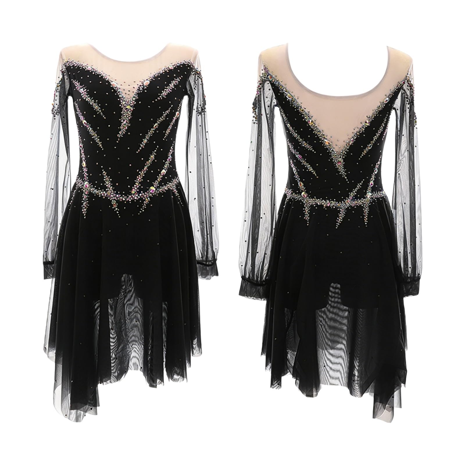 Abito Da Pattinaggio Sul Ghiaccio A Maniche Lunghe Abito Artistico Personalizzabile For Donne Ragazze Uniformi Twirling Traspiranti