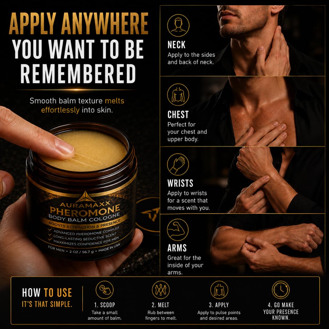 AURAMAXX Pheromone Body Balm Cologne for Men, 2 oz