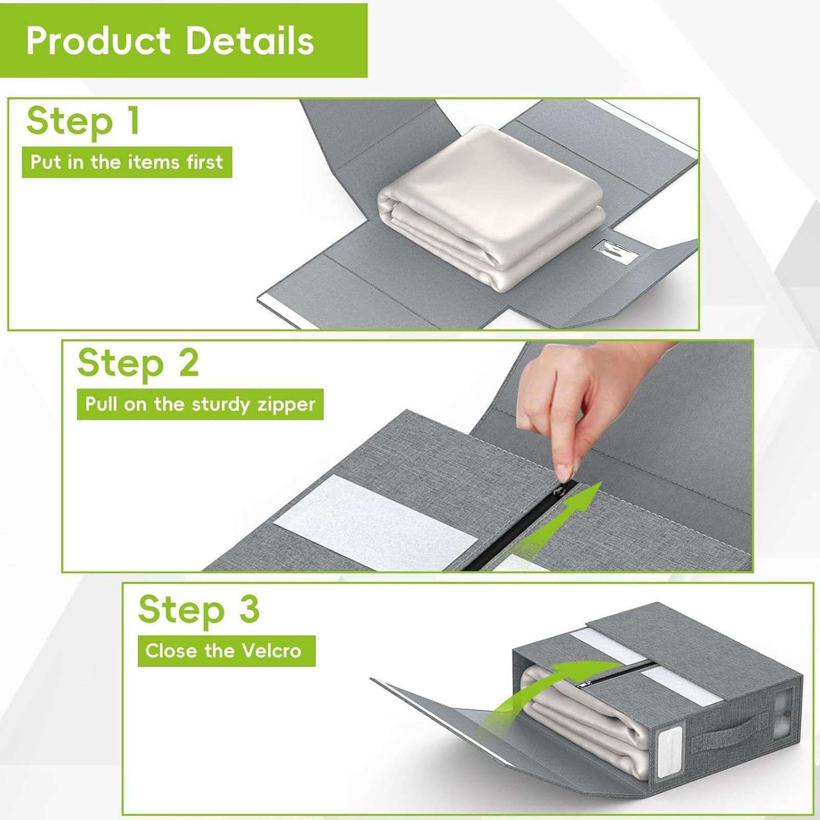 Bettlaken-Set-Organizer: Schrank-Bettlaken-Organizer, Bettwäsche-Aufbewahrungsbehälter, Bettbezug-Set Organizer mit Reißverschluss, praktische Aufbewahrungstasche für Bettlaken, 38,4 x 11,2 x 32,8 cm