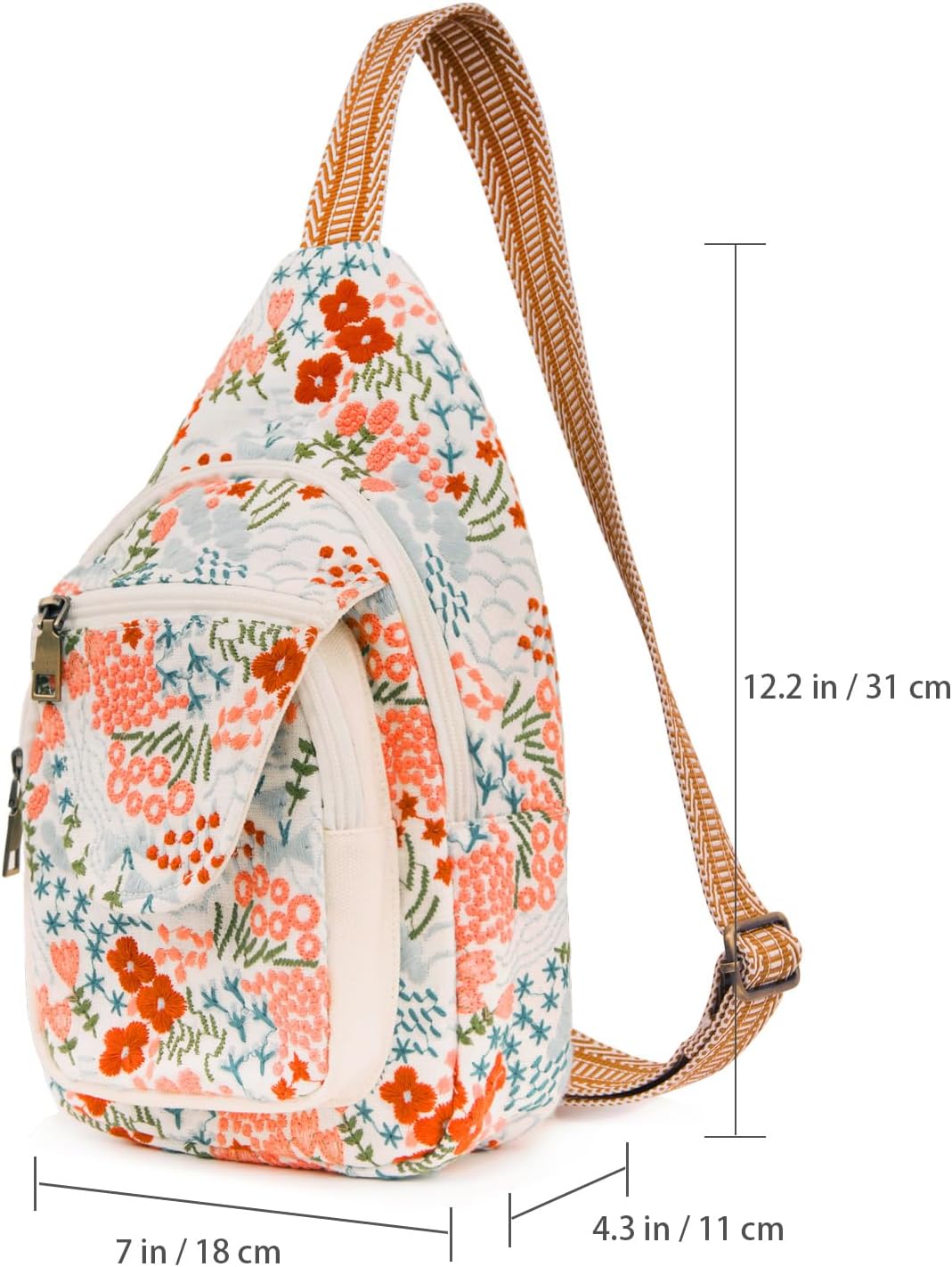 SILKAREA Vintage Embroidered Floral Ethnic Backpack for Women Handbag Shoulder Bag Mini Travel Purse (Flower Sea White)