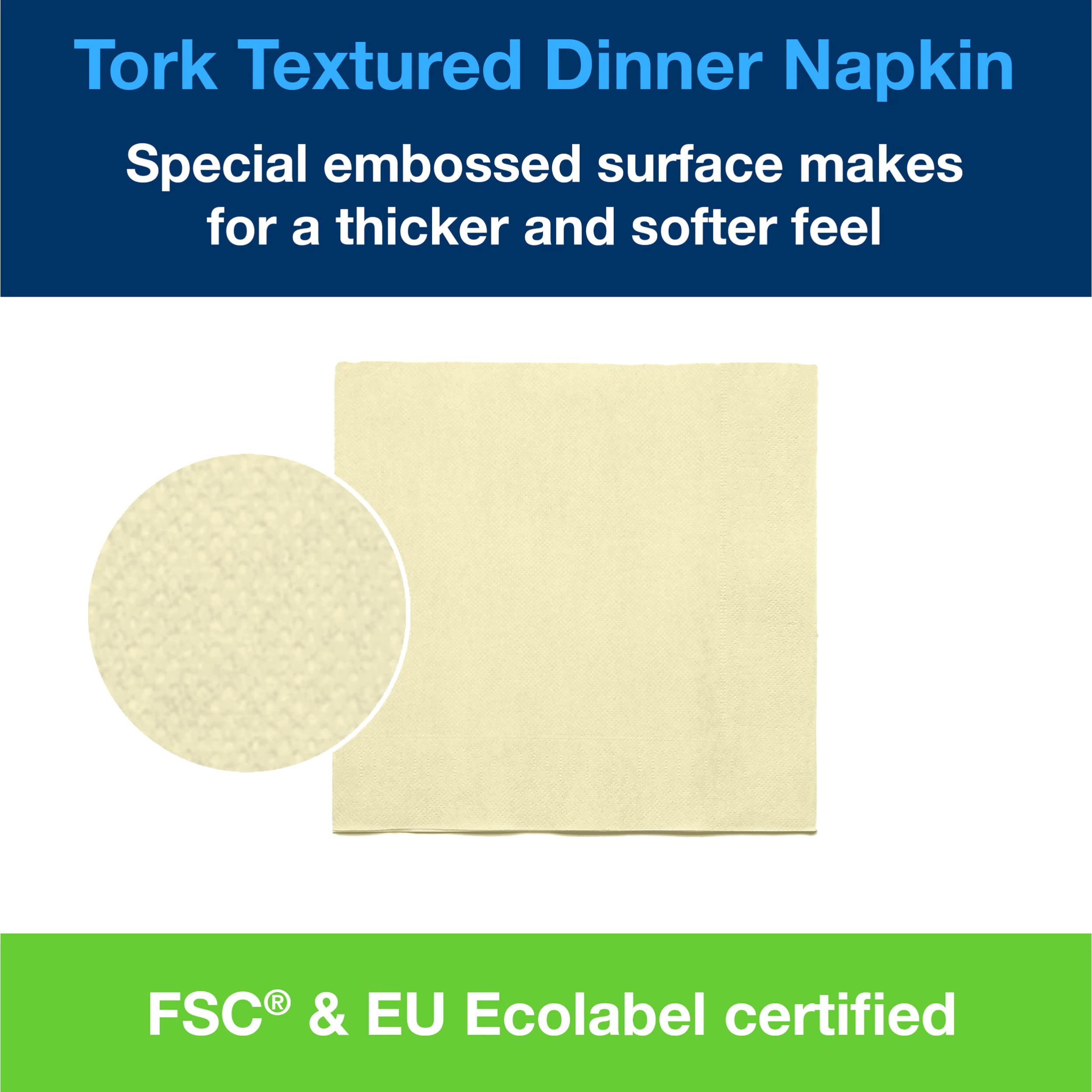 Tork 509415 - Dinner Servilleta de papel gofrado para cena, 2 capas, 18 paquetes x 50 unidades (900 servilletas), pliegue 1/4, 38 cm x 39 cm, color champagne