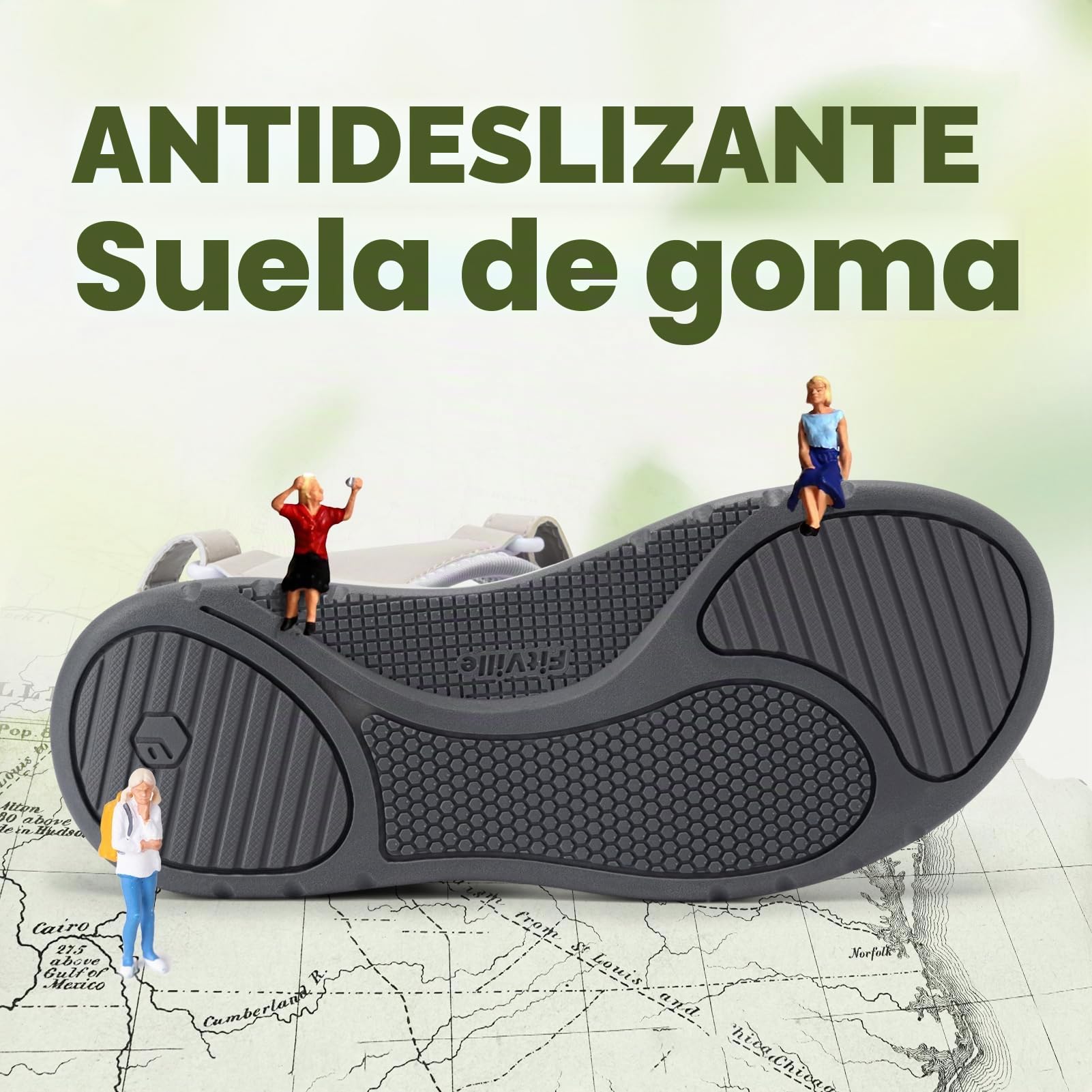 FitVille Sandalias Anchas para Mujer Sandalias para Caminar en Verano Cómodas y Ligeras, Aptas para Pies Gruesos