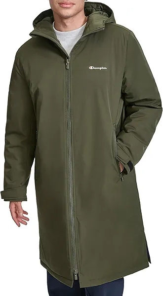 Champion mens Full-length Sideline Hooded Jacket With Quilted Lining